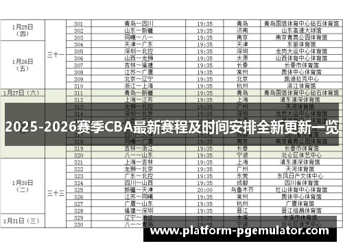 2025-2026赛季CBA最新赛程及时间安排全新更新一览